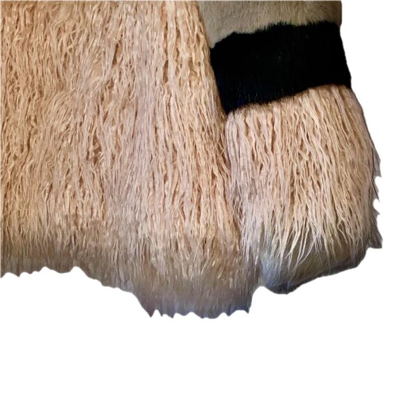 😊SAGE Color Faux Fur Jacket Color Block Ivory, Gray, Black, Pink Sz S EUC - Picture 4 of 13